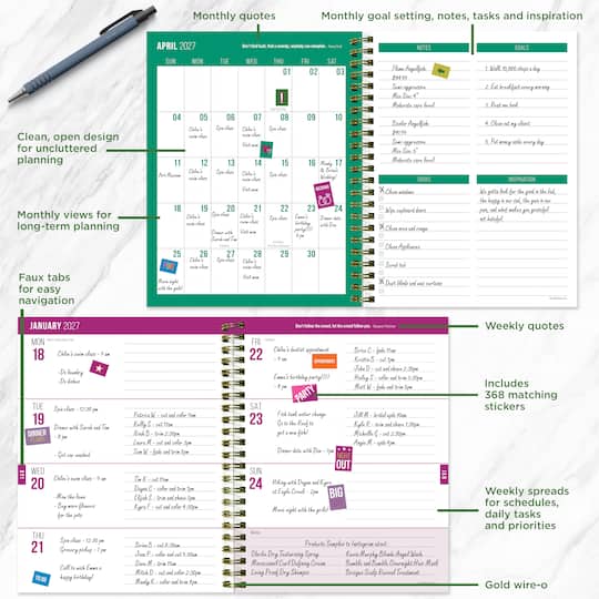 July 2026 - June 2027 Buds & Blooms Medium Weekly Monthly Planner